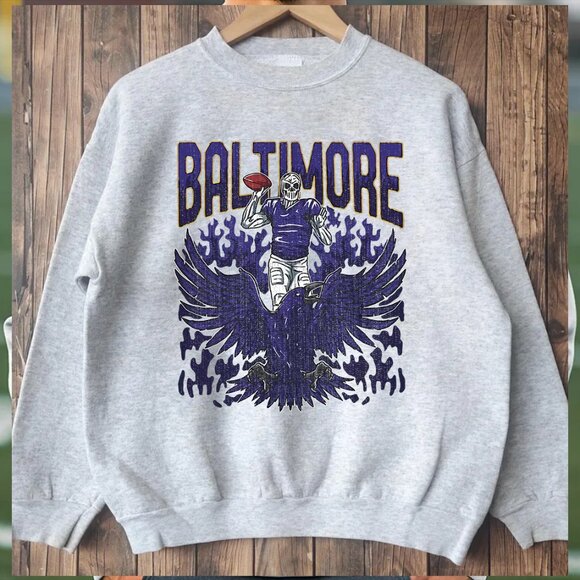 Baltimore Ravens football Sweatshirt, Baltimore Ravens Football Shirt Tee - Picture 1 of 2